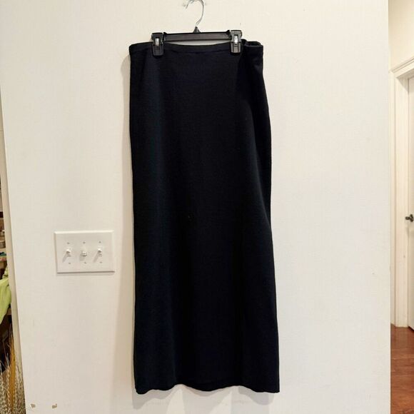 Eddie Bauer Womens Black Skirt L Maxi Slinky Straight & Pencil Knit Pull On - Picture 2 of 5